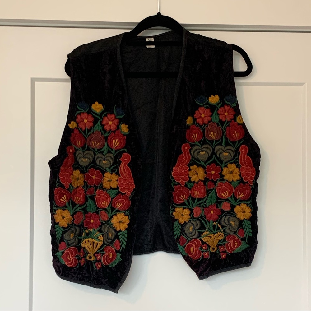 Vintage Crushed Velvet Embroidered Vest